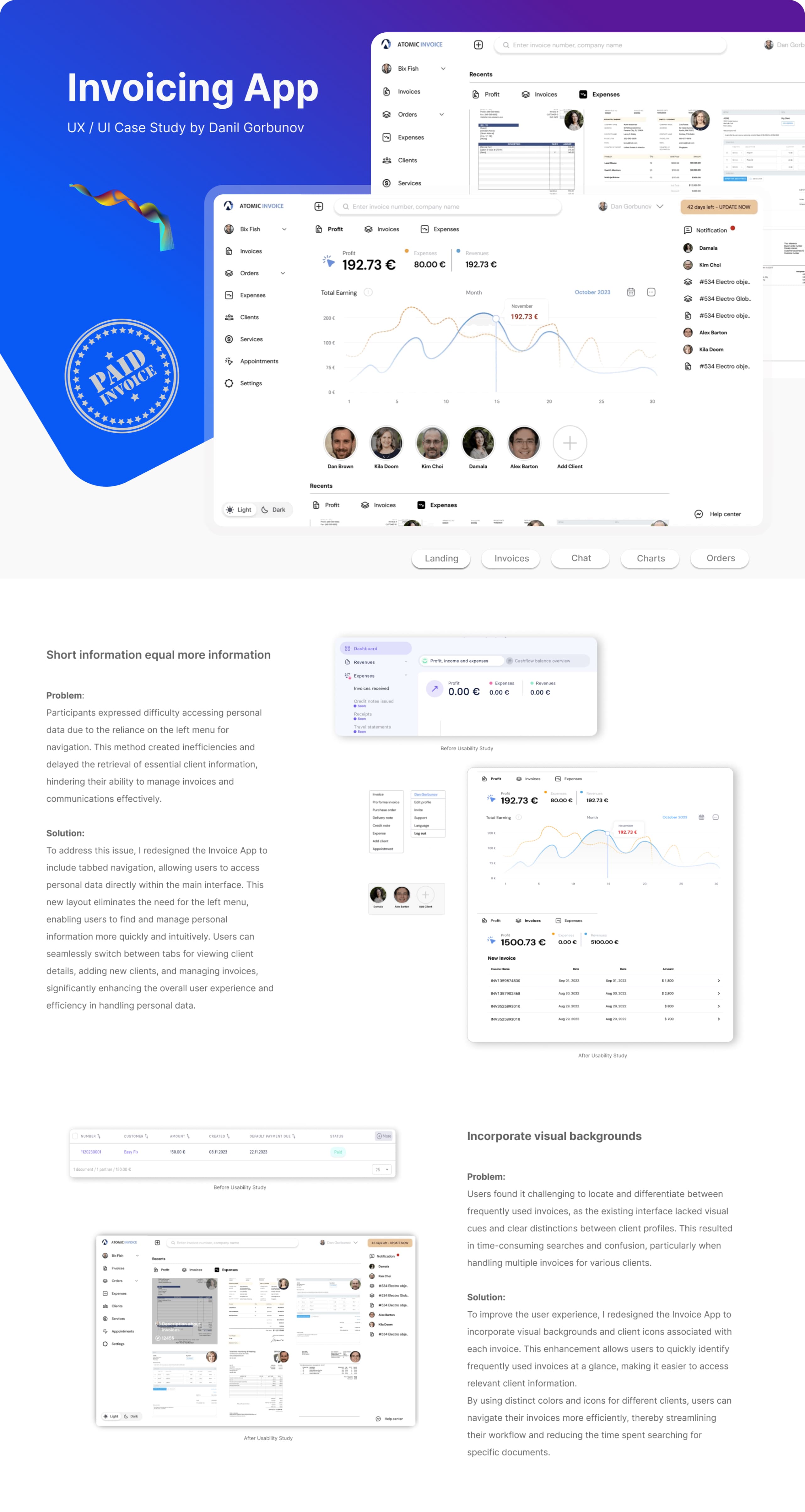 Intuitive invoicing app